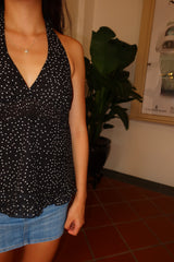 Bella polka dot halter tie top