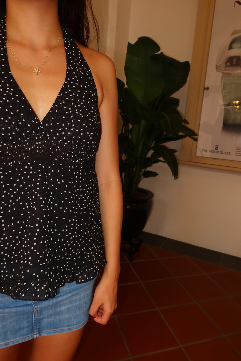 Bella polka dot halter tie top
